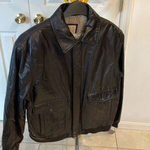 Leather bomber jacket